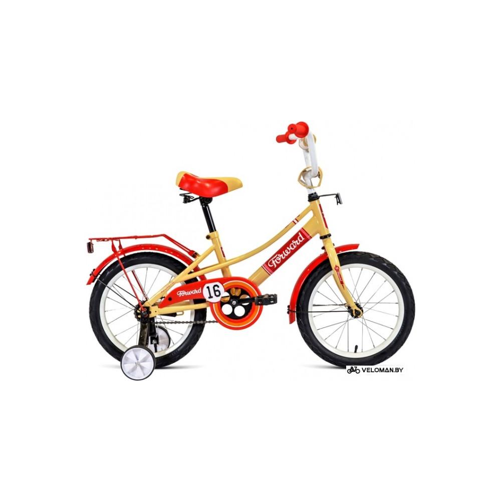 Детский велосипед Forward Azure 16 2021 (бежевый/красный)