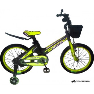 Детский велосипед Delta Prestige 18 2020 (с шлемом, черный/зеленый)