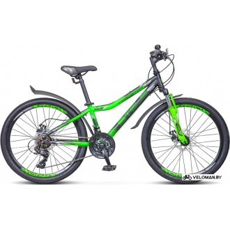 Велосипед горный Stels Navigator 410 MD 24 21-sp V010 р.12 2021 (черный/зеленый)