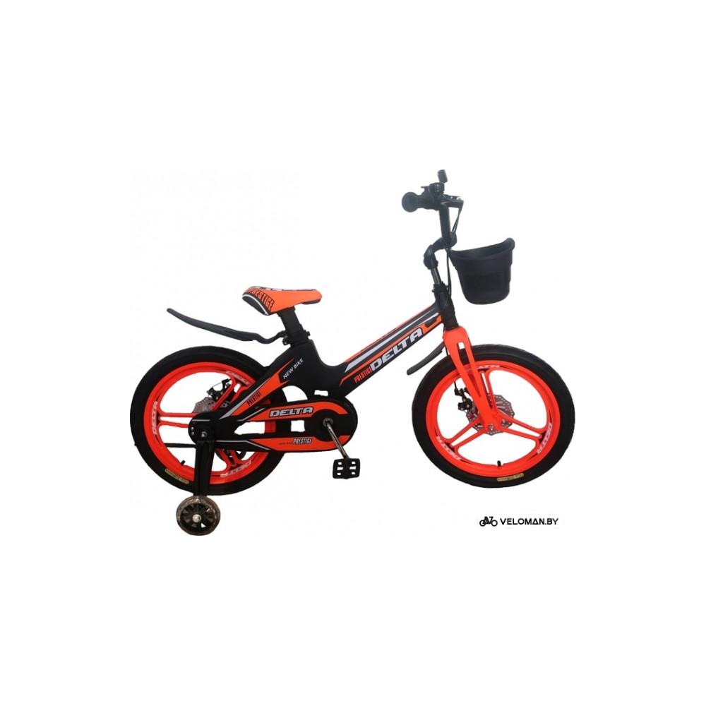 Детский велосипед Delta Prestige D 18" + шлем 2020 (черный/оранжевый)
