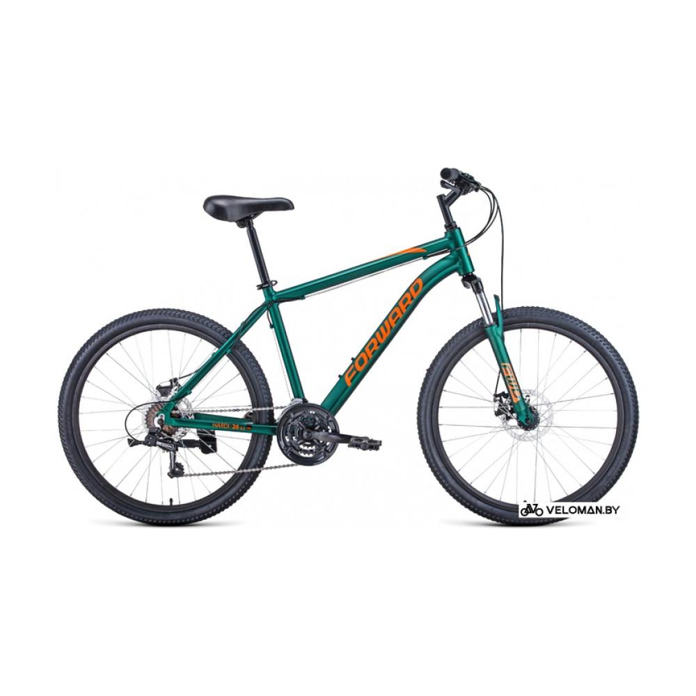Велосипед горный Forward Hardi 26 2.1 D р.18 2022 (зеленый матовый/оранжевый)