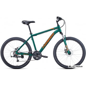 Велосипед горный Forward Hardi 26 2.1 D р.18 2022 (зеленый матовый/оранжевый)