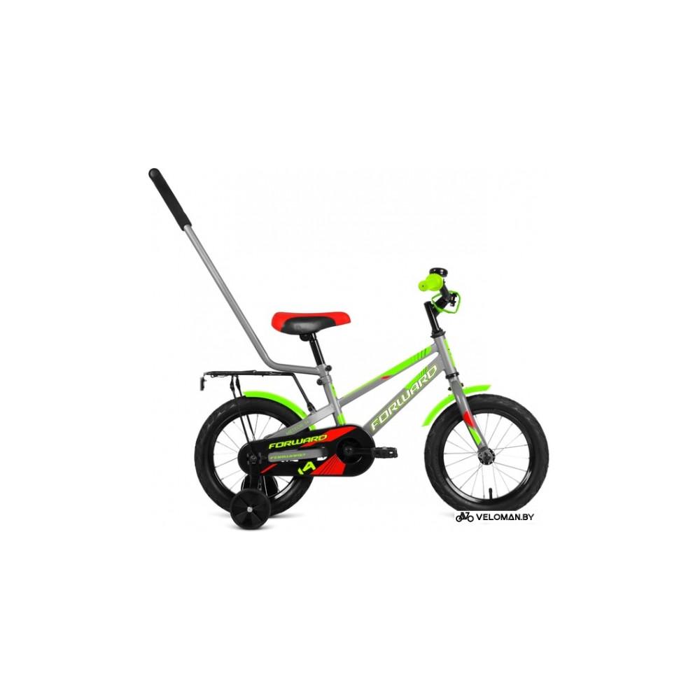 Детский велосипед Forward Meteor 14 2021 (серый/зеленый)