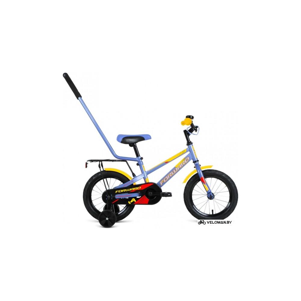 Детский велосипед Forward Meteor 14 2021 (голубой/желтый)