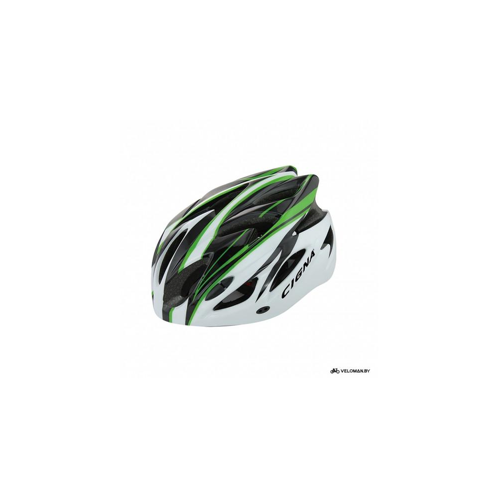 Шлем велосипедный Cigna WT-012 (чёрный/зелёный/белый)