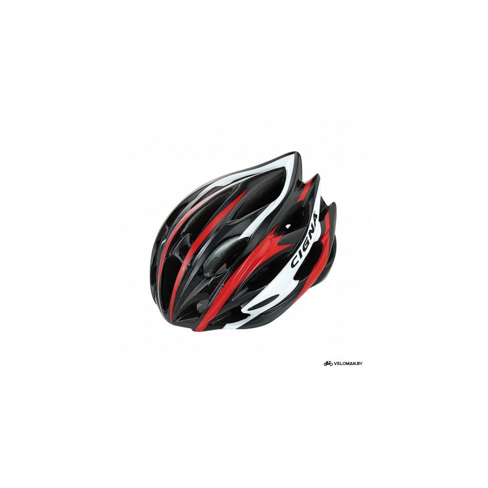 Шлем велосипедный Cigna WT-015 (чёрный/красный/белый)