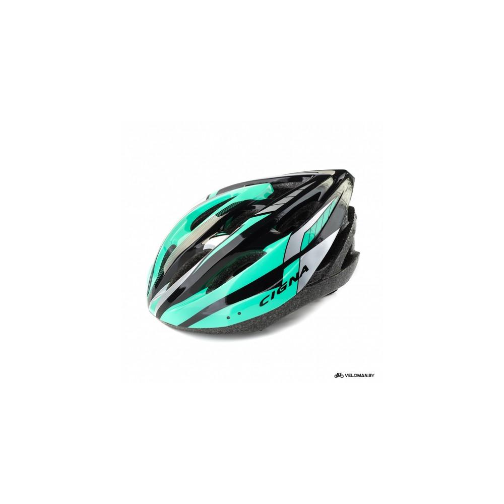 Шлем велосипедный Cigna WT-040 (чёрный/зелёный/серебристый)