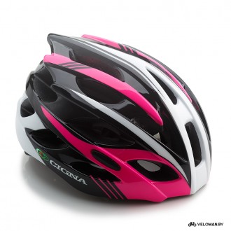 Шлем велосипедный Cigna WT-016 (чёрный/розовый/белый)