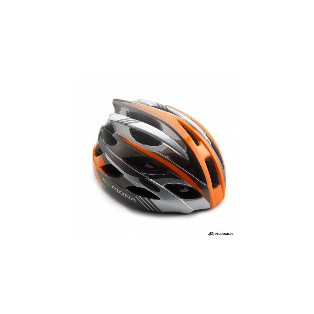 Шлем велосипедный Cigna WT-016 (чёрный/оранжевый/серый)