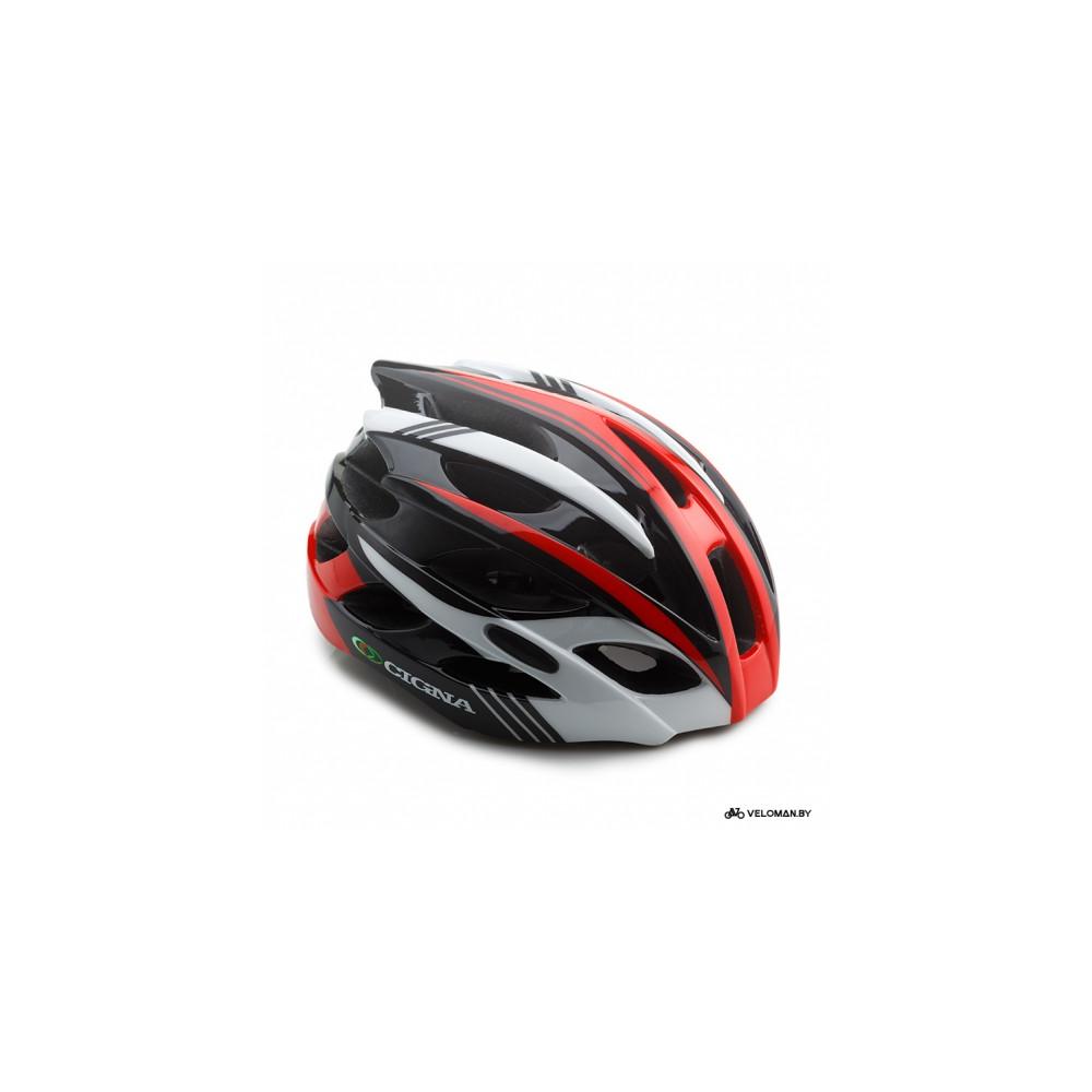 Шлем велосипедный Cigna WT-016 (чёрный/красный/белый)