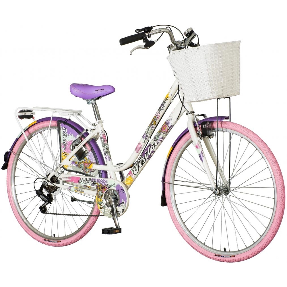 Велосипед городской Visitor Holicolor 17" 28" (2020) (белый-розовый-фиолетовый)