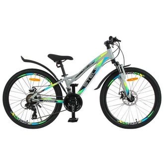 Подростковый велосипед Stels Navigator-465 MD 24" Светло-серый/Черный/Голубой 11" 2024