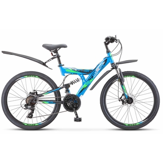 Подростковый велосипед Stels Focus MD 24" 18-sp Светло-синий/Черный/Салатовый 16" 2024